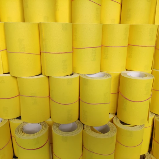 Rollo de papel de arena de colores Papel blanco Óxido de aluminio amarillo